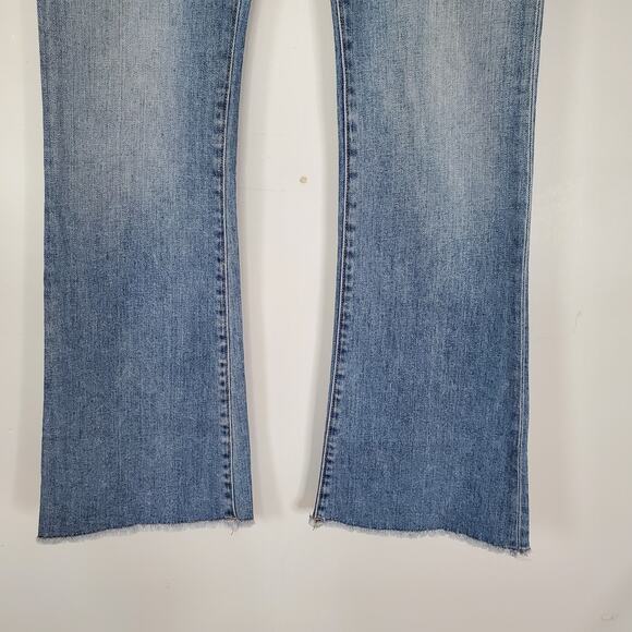 Nili Lotan Vianca Flare Leg Raw Hem Jeans Venice Wash Blue Denim USA Size 26 - Picture 5 of 11